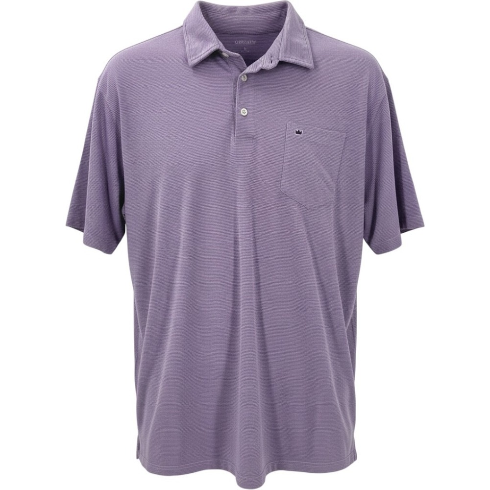 Crown & Ivy Mens XL Purple Striped Polo Shirt Coastal Preppy Golf Grandpacore